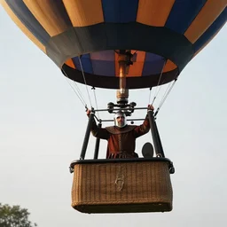 Brexit politican David Coburn as a medieval commander in a hot air balloon