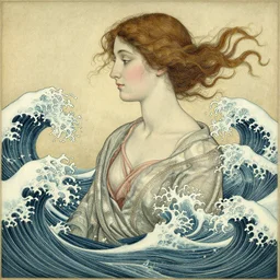 portrait of a woman dissolving into waves by ernst haeckel