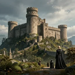 view of castle highgarden, digital art, landscape, trending on artstation, highly detailed, beautiful, medieval fantasy, a song of ice and fire.