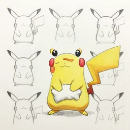 how to draw pikachu step by step instructions, pencil sketch