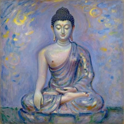 buddhism, impressionnisme, painting by greg rutkowski, artgerm, claude monet