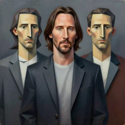 3 d cell shaded portrait painting of keanu reeves, 3 d cell shaded cubism, in the style of picasso 3 d cell shaded, elegant, highly detailed, artstation, art by picasso 3 d cell shaded unreal engine