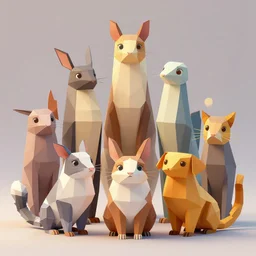 low poly pixar animals, ultra detail, professionally retouched, soft lighting, wide angle, 8 k high definition, intricate, elegant, art by david keochkerian, jezika le vye, rachel walpole, deivcalviz, ana lora