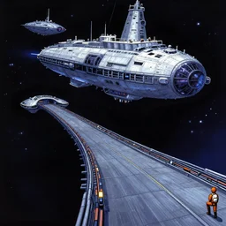 the bridge onboard a large spaceship, from a space themed lucasarts point and click 2 d graphic adventure game, art inspired by thomas kinkade