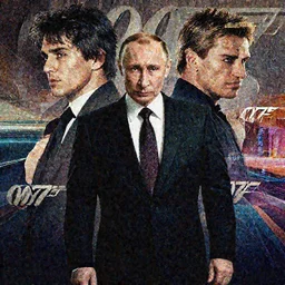 putin as james bond 0 0 7, cinestill 8 0 0 t, medium shot, full, film still, shaded lighting poster by magali villeneuve, jeremy lipkin and michael garmash, rob rey and kentaro miura style, trippy