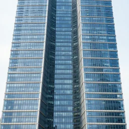 interesting skyscraper design, whole building showing, symmetrical