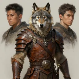 a detailed portrait of a druid wolf dressed with a leather armor, by victo ngai and justin gerard, digital art, realistic painting, very detailed, fantasy, dnd, trending on artstation