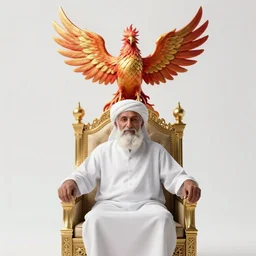 arabian hasan - i sabbah old man on throne chair rising as a phenix + face of alan alda + epic wide scene, cinematic lighting, artgerm, artstation, deviantart, 8 k, high detailed