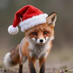 cute fox, wearing santa hat, realistic cinematic lighting, establishing action shot, ultra detailed, hyper realism, photo, octane render