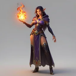 Hearthstone official professional art. A sorceress, wearing a robe casting a fire ball. Insanely logical & professional physical body parts (face, arms, legs, hair, eyes, insanely inflated hips, insanely tiny waist). Full body realistic, sharp focus, 8k high definition, insanely detailed, intricate, elegant, smooth, sharp focus, illustration, ArtStation
