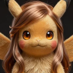 Emma Watson as a pikchu, sci-fi, amber eyes, face, long hair, fantasy, intricate, elegant, highly detailed, digital painting, artstation, concept art, smooth, sharp focus, illustration, art by artgerm and greg rutkowski and alphonse mucha