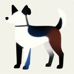 abstract dog, four legs, two ears, fluffy tail, bauhaus, neoplasticism, mondrian