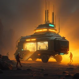 a biopunk mobile command base, luminescent, rule of thirds, golden ratio, ambient lighting, syd mead, greg rutkowski, wlop, artgerm, artstation, highly detailed masterpiece