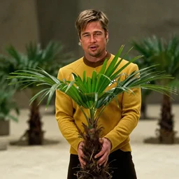 film still of brad pitt doing a palm plant in star trek, 4 k,