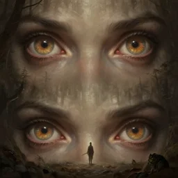 epic professional digital art of hungry eyes, ambient taupe light, painted, mysterious, closeup cinematic forest scene, eerie, mythic, detailed, intricate, grand, leesha hannigan, wayne haag, reyna rochin, ignacio fernandez rios, mark ryden, van herpen, artstation, cgsociety, epic, stunning, gorgeous, wow wow detail