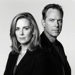 black and white portrait of mulder and scully