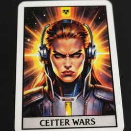 tarot card portrait silkscreen of an angry futuristic star wars architect
