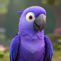a purple parrot, isometric 3 d, ultra hd, character design by pixar and hayao miyazaki, unreal 5, daz, hyperrealistic, octane render, cosplay, rpg portrait, dynamic lighting, intricate detail, summer vibrancy, cinematic