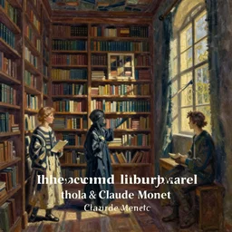 the sacred library by karel thole and claude monet, oil on canvas