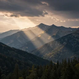 beautiful mountains landscape, volumetric dramatic light, beautiful sky, sharp focus, highly realistic, octane render, art by greg rutsowski