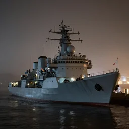 a british navy in fog at night, high detail, high definition, photorealistic, 8k