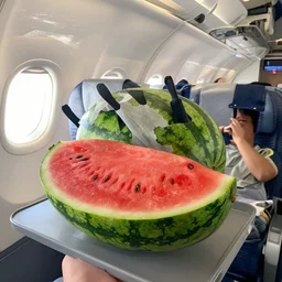 watermelons instead of people on an airplane