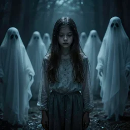 still of a young girl from a movie where only ghosts are real and people are just illusions, she will live only as long as you dream of her, insanely detailed, chiaroscuro, she knows all the history of the world