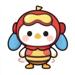 cute miss mascot nirondelle nirondelle taillow super hero sticker art, cronobreaker, beeple game icon