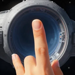 intergalactic stargate portal on a space ship, style of salad fingers