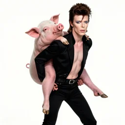 david bowie giving a piggy back ride to ziggy stardust. glam rock. cosmic. guido crepax.
