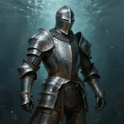 knight in heavy armor under water, fantasy, highly detailed, digital painting, trending on artstation, dark souls concept art, sharp focus, illustration, art by alphonse mucha and artgerm and nixeu and greg rutkowski and magali villeneuve, 8 k