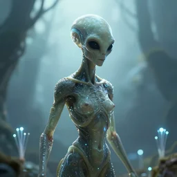 alien, ancient, backlight, bioluminescence, by garald brom, fiber optic defocus, highly detailed, sharp focus, artstation