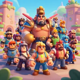 🏘, clash royal style characters, unreal engine 5, octane render, detailed, brawl stars, cinematografic, cinema 4 d, artstation trending