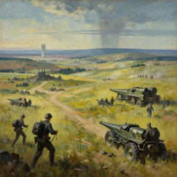 wwi battlefield depicted as a futurist painting