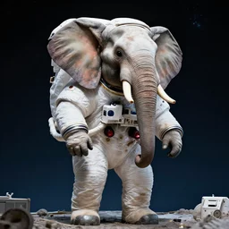giant elephant in spacesuit as astronaut