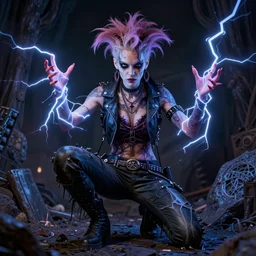 a mutant raver / punk using her mutant electrical powers in the style of h. r. giger / zdzisław beksinski / david cronenberg trending on artstation deviantart pinterest hyper detailed photorealistic highlights and shadow hd 8 k post - processing high resolution