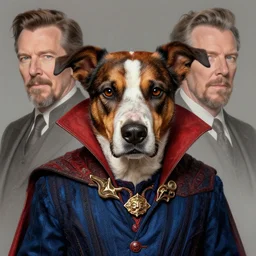 a highly detailed dog portrait of stephen strange, james gurney, james jean