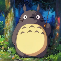 A psychedelic portrait of my neighbor totoro, vibrant color scheme, highly detailed, in the style of romanticism, cinematic, artstation, Greg rutkowski