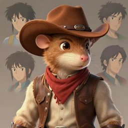 character portrait feature of the anthro male anthropomorphic rat fursona wearing cowboy outfit wild west desperado character design stylized by charlie bowater, ross tran, artgerm, makoto shinkai, detailed, soft lighting, rendered in octane