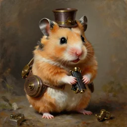 steampunk hamster oil painting by rembrandt