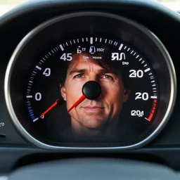 tom cruise face as a car speedometer, car speed controls with tom cruise face, cruise control