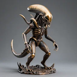 xenomorph statue made out of bronze 4K photo