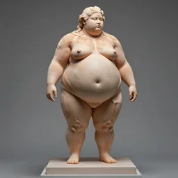human geometric biological structure made of skin and hair standing on two legs on a plinth, overweight, obese, intricate, elegant, highly detailed, hyper - realist sculpture by john isaac