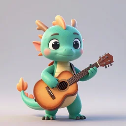 very cute character dragon, disney pixar Zootopia character concept artwork, 3d concept, playing guitar, high detail iconic character for upcoming film