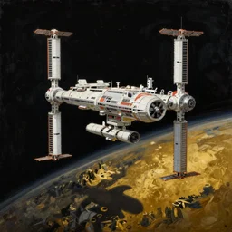 space station starwars spaceships, painting by karl kopinski kim jung giu and weta studio, and lucasfilm and jesper ejsing and norman rockwell greg rutkowski frank frazzeta colours black and gold
