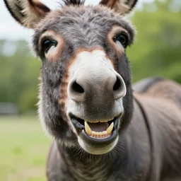 donkey smiling with many teeth, close - up photography