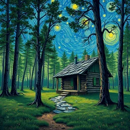 [ a log cabin in the forest ] [ van gogh ] [ electronic ]