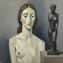 a woman gouache painting portrait of a woman figure by cleon peterson and alexander archipenko, abstract art