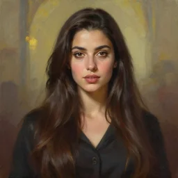 portait ibtissam ittouchane, centred, very long hair, charmed sexy look, hd, unreal engine, art painting, final fantasy style, amazing background theme