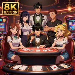 photo cartoon illustration comics manga painting of casino : 6 fantasy, digital painting, unreal engine, 8 k, volumetric lighting, contrast